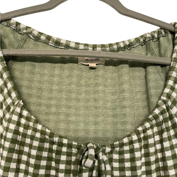 Madewell Jacquard Puff Sleeve Mini Dress‎ Green Gingham Check XS Cottagecore - Picture 4 of 11